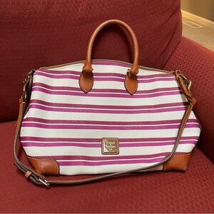 Dooney & Bourke Pink and White Satchel with Leather Trim